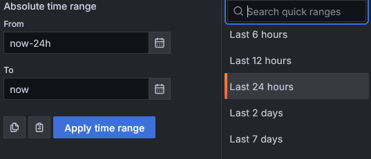 Search time range